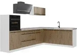 Vicco Eckk&uuml;che, Eiche Artisan, Wei&szlig;, Holzwerkstoff, Formgebogen, 287x206.8x60...