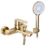 REA Wannenarmatur, Gold, Metall, 15x10.8x19.5 cm, Badezimmer, Waschbecken &