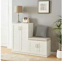 [en.casa] Schuhschrank, Wei&szlig;, Holzwerkstoff, Rechteckig, 120x97x36 cm, Garderobe,