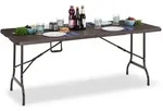 Relaxdays Gartentisch, Mehrfarbig, Kunststoff, Metall, 180x73x74 cm, Gartenm&ouml;bel,