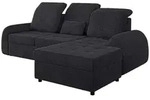 Mirjan24 Eckschlafsofa, Anthrazit, Kunststoff, Ottomane rechts,L-Form, 255x176 cm,