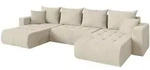 Altdecor Wohnlandschaft, Creme, Kunststoff, 6-Sitzer, U-Form, 378x86x194 cm,