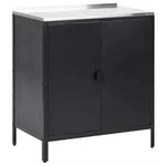 Beliani Schrank, Schwarz, Silber, Metall, Gartenm&ouml;bel, Gartenm&ouml;bel-Sets