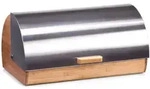 Zeller Present Brotkasten, Silber, Metall, Bambus, halbrund, 39x25x19 cm,