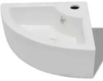 vidaXL Waschbecken, Wei&szlig;, Keramik, Rechteckig, 45x12.5x32 cm, Badezimmer,