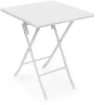 Relaxdays Gartentisch, Wei&szlig;, Kunststoff, Metall, 61.5x74x61.5 cm, Gartenm&ouml;bel,