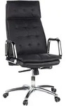 Mid.you Chefsessel, Schwarz, Metall, Kombination Echtleder/Lederlook, Nappaleder,