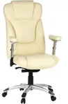 Mid.you Chefsessel, Creme, Silber, Kunststoff, Textil, Drehkreuz, 63x131x53 cm,