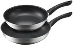 Kopf Pfannenset, Edelstahl, Metall, Rund, antihaftbeschichtet, Kochen, Pfannen