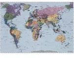 Komar Fototapete World Map, Mehrfarbig, Hellblau, Papier, Weltkarte, 254x184 cm, Fsc,