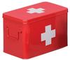 Medizinbox, Rot, Metall, 5 Fächer, 32x20x21 cm, Tragegriff, Deckel abnehmbar,