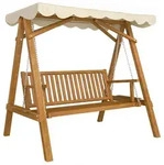 Outsunny Hollywoodschaukel,, Natur, Holz, 130x185x162 cm, Gartenm&ouml;bel,