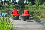 Gardenson Loungegarnitur, Rot, Schwarz, Metall, Kunststoff, 3-teilig, F&uuml;llung: