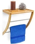 Relaxdays Handtuchhalter, Hellbraun, Holz, Metall, 38x40x24.5 cm, Badaccessoires,