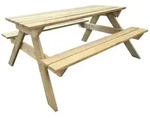 vidaXL Picknicktisch,, Braun, Holz, rechteckig, 135x71.5x150 cm, Gartenm&ouml;bel,