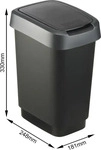 Rotho ABFALLEIMER Schwarz, Dunkelgrau 18.1x33x24.8 cm