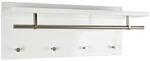 Carryhome Wandgarderobe, Wei&szlig;, Edelstahlfarben, Metall, Holzwerkstoff, 75x30x26 cm,