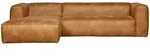 Livetastic Ecksofa Bean, Cognac, Kunststoff, Kombination Echtleder/Stoff, Rauleder,