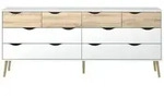 ebuy24 Kommode, Wei&szlig;, Holzwerkstoff, 8 Schubladen, 196x82x39 cm, Wohnzimmer,