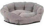 Hundebett, Grau, Textil, Uni, F&uuml;llung: Vlies, rund, 53x20x63 cm, weich gepolstert,