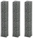 vidaXL Gabionen-Set, Silber, Metall, Rechteckig, 25x150 cm, Sonnenschutz &