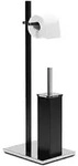 Relaxdays Wc-Garnitur, Schwarz, Metall, Kunststoff, 21.5x73x27.5 cm, Badezimmer, WC