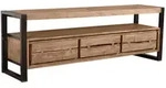 Mid.you Lowboard, Natur, Schwarz, Holz, Metall, Akazie, massiv, 3 Schublade(n)