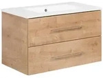 Mid.you Waschtischkombi, Eiche, Metall, 2 Schublade(n) Schubladen, 82 cm, h&auml;ngend,