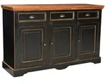 Mid.you Sideboard, Schwarz, Honig, Holz, Holzwerkstoff, Mangoholz, massiv, 3 F&auml;cher,