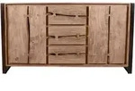 Mid.you Sideboard, Natur, Schwarz, Holz, Metall, Akazie, massiv, 2 F&auml;cher, 3