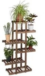 Relaxdays Blumenregal, Dunkelbraun, Holz, 81x125x25 cm, Wohnzimmer, Wohnzimmertische,