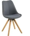 Carryhome Stuhl, Dunkelgrau, Holz, Textil, Kautschukholz, massiv, eckig, 48x85x55 cm,