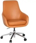 Mid.you Drehstuhl, Orange, Textil, Leder, Kombination Echtleder/Lederlook, Drehkreuz,