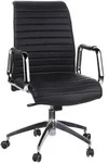 Mid.you Chefsessel, Schwarz, Silber, Metall, Leder, Echtleder,Kombination