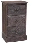 CARO-M&ouml;bel Nachttisch, Braun, Holz, Paulownia, Vintage, 35x59x30 cm,...