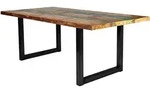 Mid.you Esstisch, Mehrfarbig, Schwarz, Holz, Metall, Altholz, massiv, rechteckig,