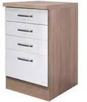 FlexWell Schubkastenunterschrank, Sonoma Eiche, Wei&szlig; Hochglanz, Holzwerkstoff, 4