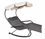 Gardenson Gartenliege, Anthrazit, Creme, Kunststoff, F&uuml;llung: Polyurethan (Pur),