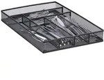 Relaxdays Besteckkasten, Schwarz, Metall, 28.6x5.08x40.6 cm, K&uuml;chenzubeh&ouml;r,