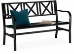 Relaxdays Gartenbank, Schwarz, Metall, 127x81x56 cm, Gartenm&ouml;bel, Gartenb&auml;nke
