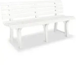 vidaXL Gartenbank,, Wei&szlig;, Kunststoff, 49x74x145.5 cm, Gartenm&ouml;bel, Gartenb&auml;nke