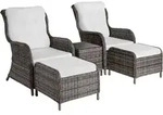 tectake Rattan-Sitzgruppe, Grau, Wei&szlig;, Kunststoff, Rechteckig, Gartenm&ouml;bel,