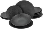 Creatable Tafelservice Lava Stone, Schwarz, Keramik, 12-teilig, Kreise, Made in