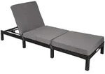 tectake Rattan-Sonnenliege, Schwarz, Kunststoff, 66x27x196 cm, Gartenm&ouml;bel,