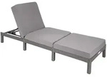 tectake Rattan-Sonnenliege, Grau, Kunststoff, 66x27x196 cm, Gartenm&ouml;bel,