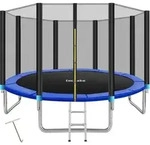 tectake Trampolin, Schwarz, Blau, Metall, Rund, 366x260x366 cm, CE, Outdoor