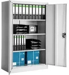 tectake Aktenschrank, Grau, Metall, 90x140x40 cm, Arbeitszimmer, Aktenschr&auml;nke