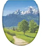 Sanilo Wc-Sitz, Gr&uuml;n, Holzwerkstoff, Grafikmuster, Oval, 37.7x5.5x48 cm, Badezimmer,