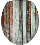 Sanilo Wc-Sitz, Braun, Holzwerkstoff, Grafikmuster, Oval, 37.7x5.5x48 cm, Badezimmer,