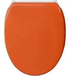Sanilo Wc-Sitz, Orange, Holzwerkstoff, Grafikmuster, Oval, 37.7x5.5x48 cm,